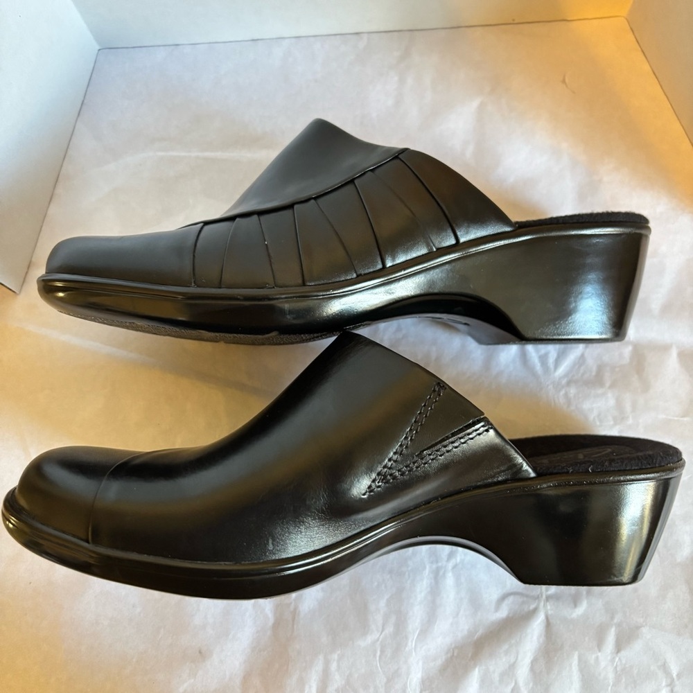 Clarks Bendables slides Shoes Women’s Size 8.5 M Mule Clog Black Leather - Picture 5 of 7